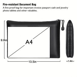 CUSTOM Hot Selling Fireproof Waterproof File Document Bag Two <b>Pockets</b> Two Zippers Safe Money Coin Storage for Women Men - Product Image 4