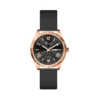 Reloj Moderno Chronoforce de Aleación con Movimiento de Cuarzo Seiko, Esfera de Cristal Analógica, Resistente al Agua, Correa de Malla de Acero Inoxidable, Elegante y a la Moda