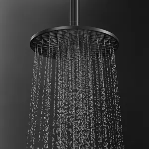 高压圆形淋浴喷头10英寸大型塑料淋浴喷头黑色淋浴喷头