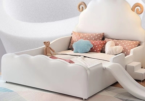 Lit enfant moderne Princesse Mouton, design château minimaliste, cadre de lit simple pour filles, garçons, décoration de chambre d'enfant - Product Image 5