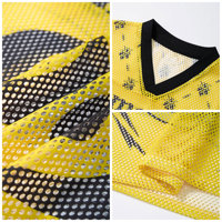 T-shirt de sport ample à col en V pour homme, imprimé intégral par sublimation contrastante, style streetwear, coupe carrée, en maille, maillot de rugby personnalisé