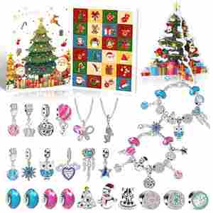 2025 Trendy Silver Titanium Christmas <b>Blind</b> <b>Adjustable</b> Bracelet Fashion Jewelry Set Charms Women's Gift for Jewelry Making Toys - Product Image 1