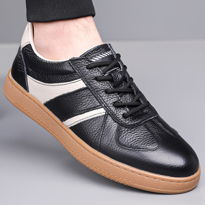 Zapatos Náuticos de Hombre de Cuero Genuino con Cordones y Punta Redonda, Suela de Goma para Otoño, Entresuela de EVA, Diseño con Tiras Resistentes a la Abrasión - Product Image 1