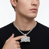 Source de Gros Supérieure pour Pendentifs Moissanite, Pendentif Personnalisé Lettre Nom en Argent 925 Sertie de Pierres, Bijoux Hip Hop Baguette