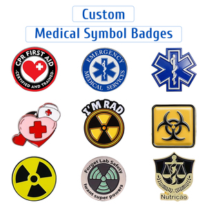 Broches personnalisées en émail souple avec symboles médicaux de radiologie, badges de rayons X et de risque biologique, broches métalliques pour la santé, prix direct usine ancienne. - Product Image 1