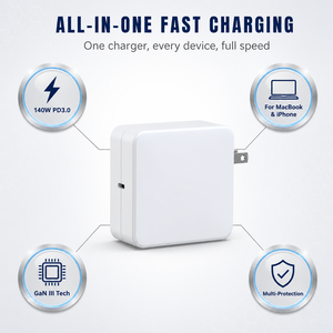 Caricabatterie Gan Personalizzato 140W Multi-Plug Rapido e Portatile per Macbook Anker <span class=keywords><strong>Apple</strong></span> iPhone Samsung Smartphone Tipo C Adattatore di Alimentazione da Viaggio - Product Image 2