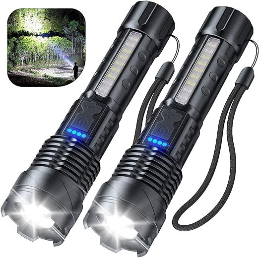 High Power Linterna White LED Rechargeable Tactical Flashlight 30W Lamp Portable Torch Zoomable Waterproof Light Long Range