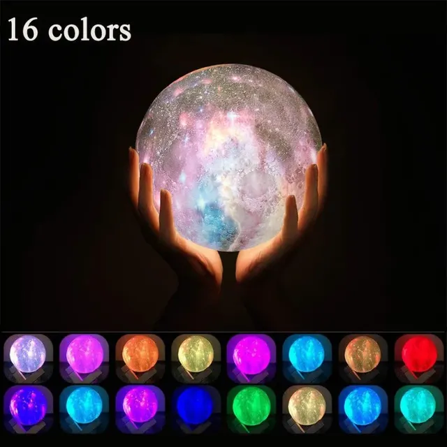 PVC 3D Moon Lamp Rechargeable 16 Colors Touch Change Remote LED Dimmable FCC Certified Gift