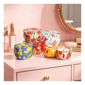 Emballage de luxe vide pour bougies en métal avec couvercle blanc, étiquette privée, programme de démonstration et d'échantillonnage pour la vente au détail, collection mondiale - Product Image 5