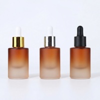 Flacon en verre ambré dégradé mat de haute qualité 15 ml avec compte-gouttes à bulbe à fond épais pour huiles essentielles, sérums et cosmétiques, avec emballage personnalisé