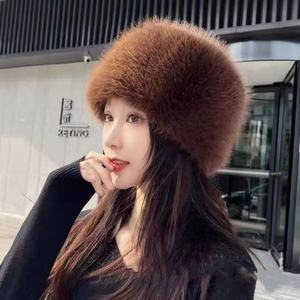 Chapeau d'hiver pour femme en fausse fourrure moelleuse, protection des oreilles, <span class=keywords><strong>bonnet</strong></span> de ski, coupe-vent, chapeau <span class=keywords><strong>russe</strong></span>, <span class=keywords><strong>bonnet</strong></span> en fausse fourrure de renard, chapeau de motard - Product Image 6