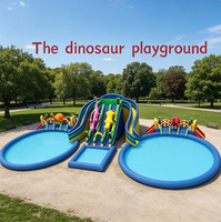 Grand parc aquatique gonflable à thème Lantern Fish Dinosaur Frog, aire de jeux aquatique gonflable commerciale avec piscine