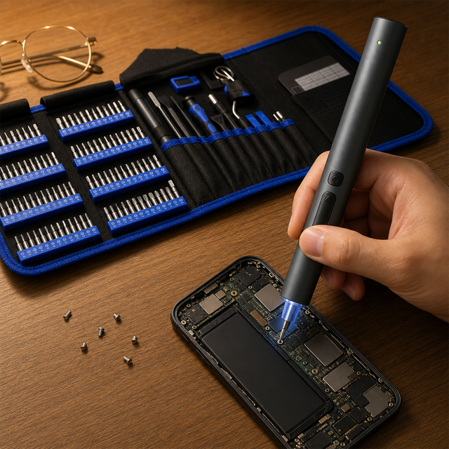 Industrial 144-in-1 Electric Precision Screwdriver Kit Brushless Motor 40 Bits Phone Laptop Electronics Repair Tools 0.35N.M