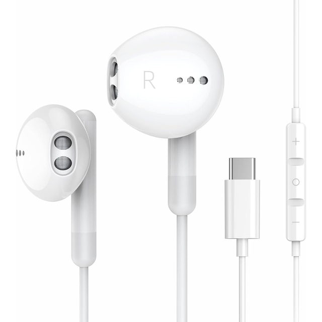 Ergonomic Type C Earbuds Wired In-ear Headphones with Remote Mic for Huawei Xiaomi Oppo Vivo USB C Smartphone