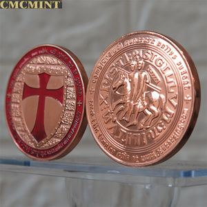 Moneda de cobre de 1 onza para <span class=keywords><strong>Caballeros</strong></span> Templarios, moneda redonda de cobre fino 999, en venta - Product Image 6