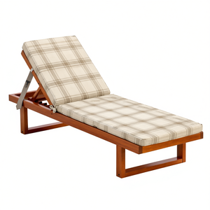 Lettino Prendisole da Giardino 190x57 cm Resistente con Copertura Rimovibile con Cerniera, Cinghie, Imbottitura in Schiuma, Telaio in Legno Massello, Design Moderno - Product Image 1