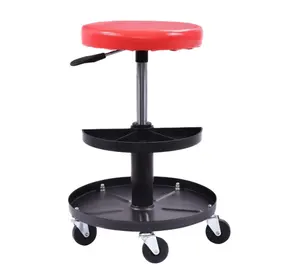 Tabouret de travail roulant rond réglable pour siège de voiture mécanique avec plateau demi-lune