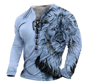 Оптовая продажа, лидер продаж, новые модные мужские повседневные топы с <span class=keywords><strong>3D</strong></span>-принтом животных, футболка с длинным рукавом - Product Image 3
