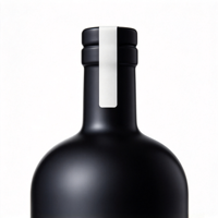 Bouteilles en verre de haute qualité de 50 ml, personnalisées, couleur noire mate, avec bouchon en liège, pour spiritueux, liqueur, vodka, gin