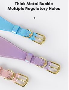 ปลอกคอสุนัขหนังนิ่มสะท้อนแสงสำหรับสุนัขขนาดเล็กและขนาดกลางปรับได้สีมหัศจรรย์ - Product Image 4