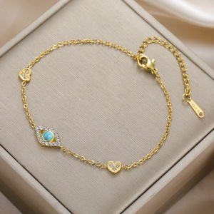 สร้อยข้อมือสแตนเลสสตีลชุบทอง 304L PVD ประดับจี้รูปดวงตาปีศาจสำหรับผู้หญิง ของขวัญสำหรับเทศกาล - Product Image 2