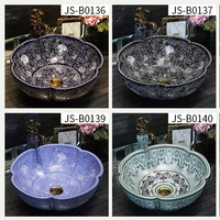 Lavabo en porcelaine de style traditionnel, lavabo de salle de bain en céramique violette de luxe, art de table, accessoire de salle de bain pour la maison