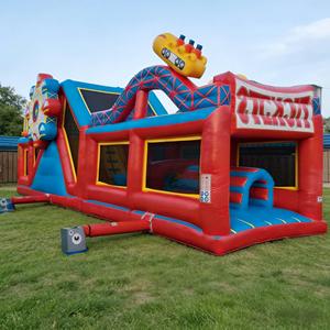 Parcours d'obstacles gonflable sur le thème des montagnes russes de carnaval, en PVC, respectueux de l'environnement, équipement de jeu d'aventure pour enfants - Product Image 2
