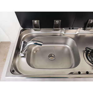 Estufa de Gas de Doble Quemador GR-904LD con Fregadero Integrado, Dos Cubiertas Separadas de Vidrio Templado, Accesorios Interiores de Acero Inoxidable para Autocaravanas/Yates - Product Image 5