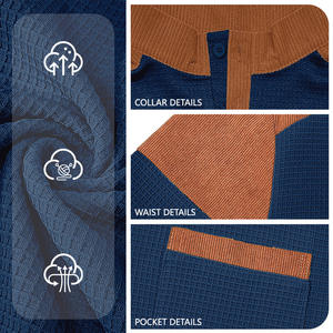 Sweat-shirt décontracté à col montant en maille gaufrée pour homme avec poche, respirant et idéal pour les loisirs - Product Image 6