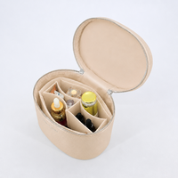 Sac de maquillage KINGSTAR en PU beige, en cuir vegan grainé, avec poignée, double fermeture éclair, organiseur de cosmétiques de voyage