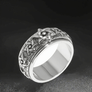 แหวนหมุนสแตนเลสสตีลชุบทอง 8 มม. สลักบทสวดมนต์ทิเบต โอม มณี ปัทเม ฮุม สำหรับผู้ชายและผู้หญิง เหมาะสำหรับเป็นแหวนแต่งงาน - Product Image 3