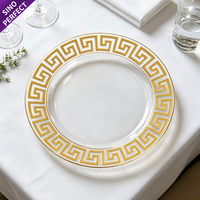 Assiettes de Présentation Dorées en Plastique pour Mariage, Décoration de Table Ronde, Assiettes de Service Décoratives pour Fêtes et Événements, Assiettes de Présentation Premium Dorées