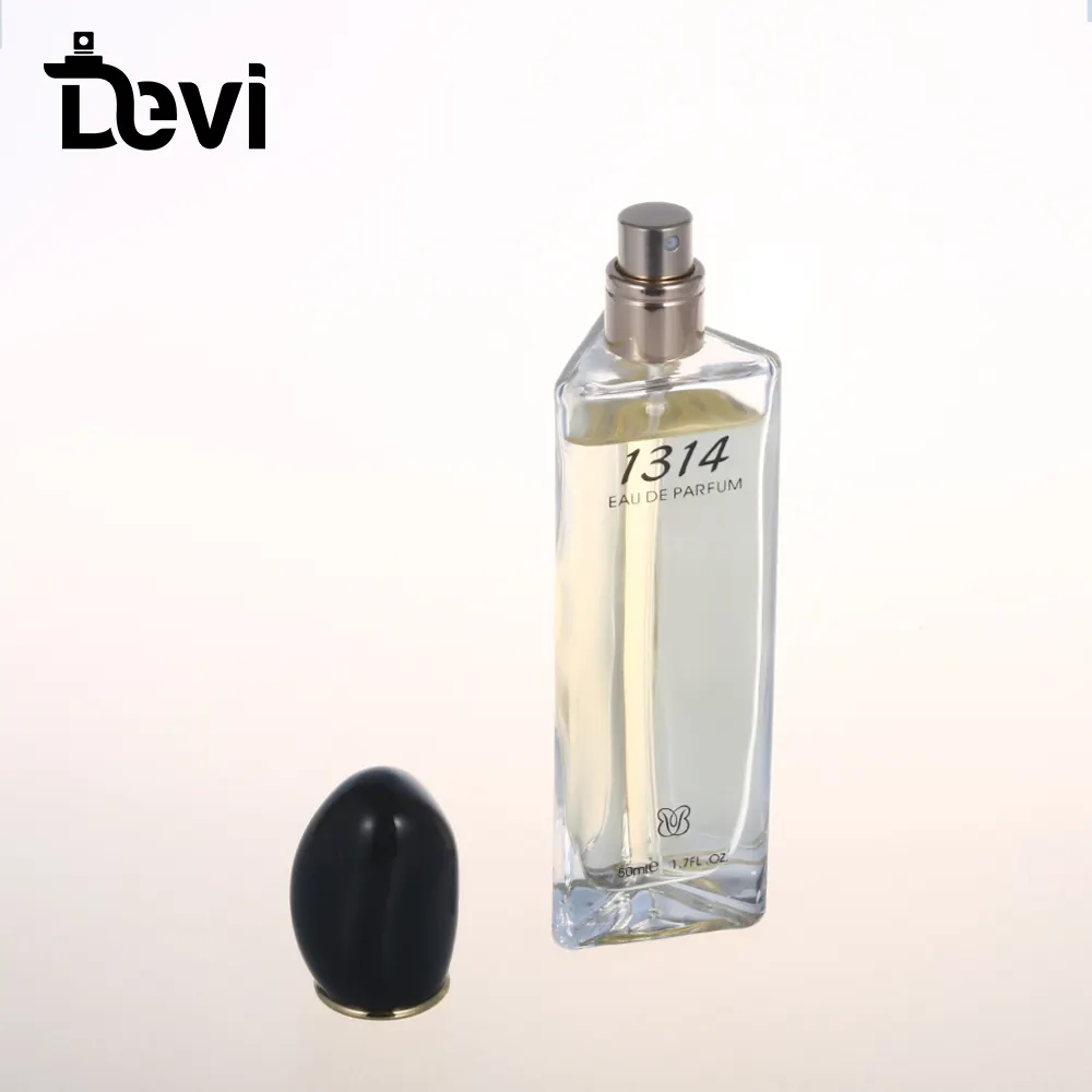 Devi Botol Parfum Mewah Oem, Prisma Segitiga 50 Ml Bening Bentuk Kubus Hitam Tutup Tebal Botol Parfum Semprot