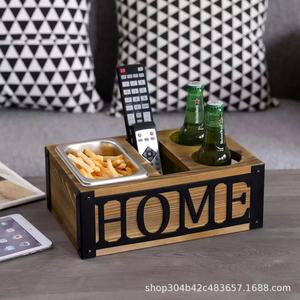 Wooden storage box, desktop display snack and beverage storage box, remote <b>control</b> <b>holder</b>, solid wood wine bottle organizer. - Product Image 4