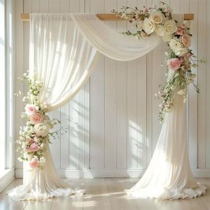 Rideaux de fond de scène pour mariage, rideaux d'arche de scène, rideaux en mousseline pour décoration de mariage, fête de Noël - Product Image 2