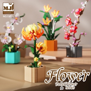 Blocs de construction en plastique ABS en forme de fleur, jouet à assembler, décoration de bureau pour fille, décoration de maison, briques, cadeau - Product Image 4