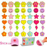 Patchs en chenille de Noël mignons et amusants, motifs smiley, cœur, étoile, éclair, patchs brodés pour vêtements, chapeaux, sacs, jeans, décoration DIY