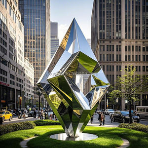 Scultura esterna astratta in acciaio inox grande specchio lucidatura giardino paesaggio ornamenti decorativi moderni in metallo scultura - Product Image 3