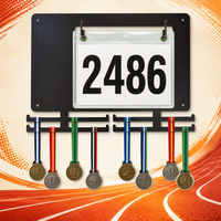Support mural en fer pour dossards de course et médailles, présentoir de numéros de marathon, crochets en U, support personnalisé pour récompenses de course, fournisseur