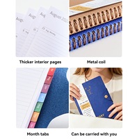 Agenda/Journal hebdomadaire/mensuel en cuir PU A5, reliure à point de selle à 360 degrés, fermeture à bouton-pression métallique, logo personnalisé, cadeau