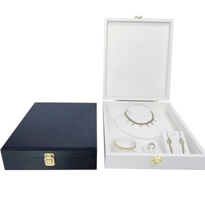 Boîte de présentation de bijoux en <span class=keywords><strong>cuir</strong></span> PU de <span class=keywords><strong>luxe</strong></span>, grand ensemble élégant pour organiser et ranger colliers, bracelets, boucles d'oreilles et bagues, idéal pour les vitrines de magasin. - Product Image 1