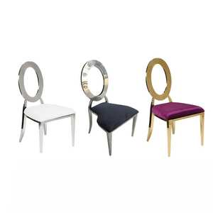 Sillas de Comedor de Lujo con Respaldo Redondo Dorado para Eventos, Banquetes, Bodas, Interiores y Exteriores, con Cojín - Product Image 5