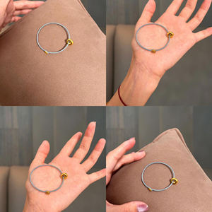 สร้อยข้อมือเชือกถัก "โกลด์ ตัวตัว" ชุบทอง 18K พร้อมตัวล็อคแบบตัวอักษรฟู สีฟ้าทะเล สายคล้องมืออเนกประสงค์สำหรับฤดูร้อน รุ่นใหม่ - Product Image 5