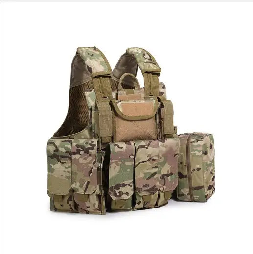 เสื้อกั๊กทหารแทคติคอลสำหรับล่าสัตว์,เสื้อลายพรางมีแถบผ้ารองกระเป๋าปืนอัดลมสำหรับล่าสัตว์ (JB39)