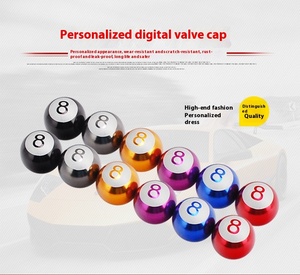 Cache-valve de pneu de voiture en aluminium, forme de boule de billard, accessoires intérieurs décoratifs, ajustement universel - Product Image 5