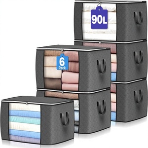 90L Foldable <b>Large</b> <b>Storage</b> <b>Bags</b> with Zipper Closure 6 Pack Minimalist Design Clothes <b>Storage</b> Bins & Closet Organizers - Product Image 1