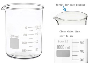 उच्च तापमान प्रतिरोधी बोरो <span class=keywords><strong>3.3</strong></span> कांच कम फार्म <span class=keywords><strong>100ml</strong></span> Pyrex बीकर - Product Image 2