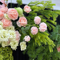 Arche de mariage Sunwedding, fleurs sauvages du printemps, arche de fleurs artificielles rose et verte pour la décoration et la scène d'événement