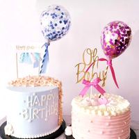 Décorations de gâteau en sequins transparents de 5 pouces, confettis pour fête d'anniversaire, ballons, décorations de gâteau, vente en gros