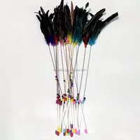 Base de baguette pour chat de 70cm avec cloches à plumes en acier Flexible Funny Cats Crazy Hunting Toys Simple Style
